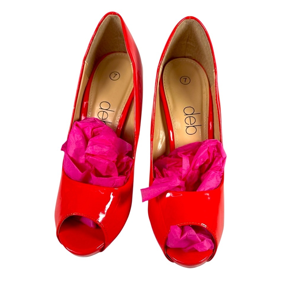 Deb Bold Coral Peep Toe 5” Heels